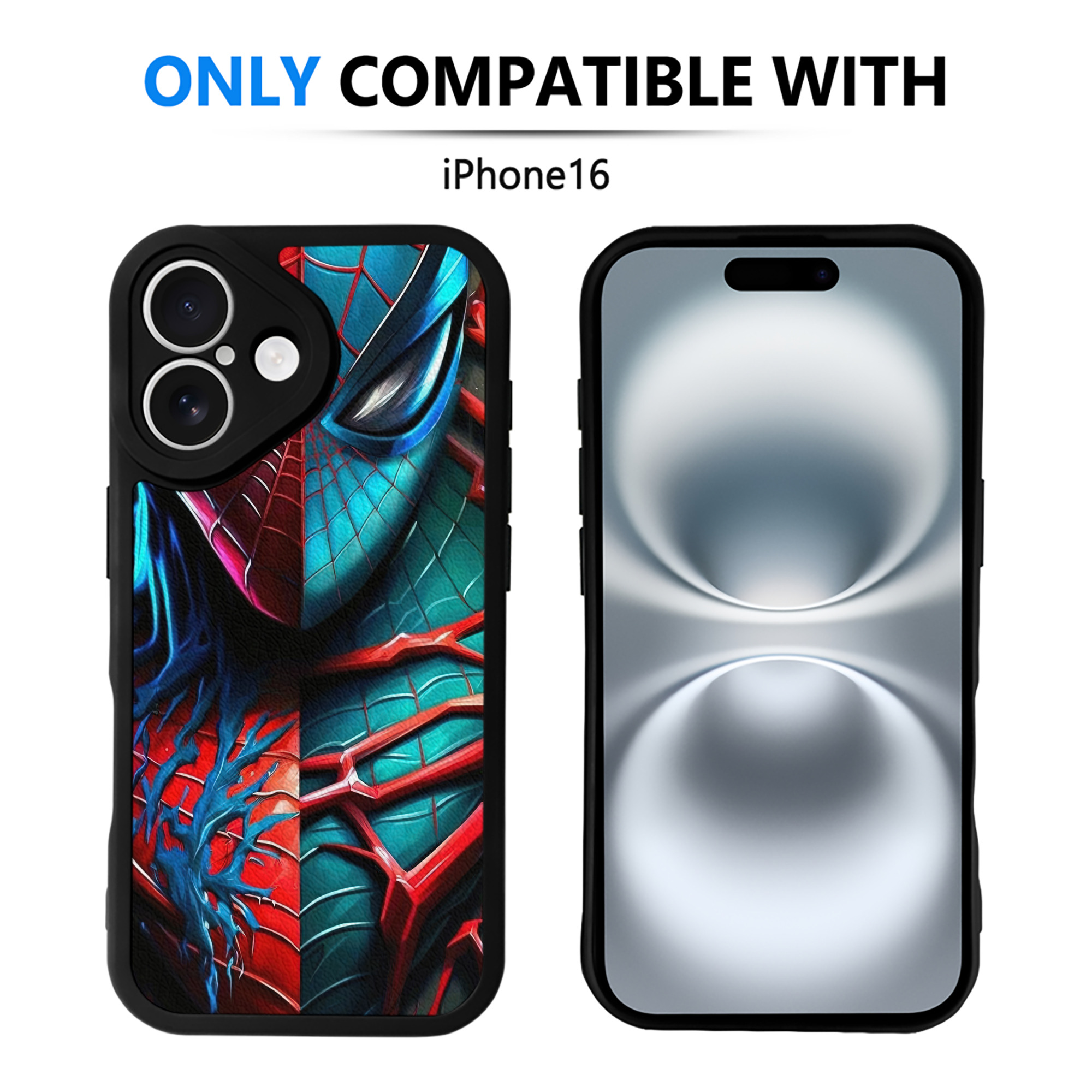 （画像用） Spider Man スパイダーマン 【iPhone 16シリーズ対応】シリコンスマホケース（レザー調） 材質：シリコン